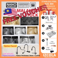 SINK NANO [ 5 gift] 100% sus304 Stainless Steel Handmade Undermount &amp; Topmount Nano Kitchen Sink With Faucet cup washer