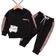 Set sweater Gambar Kucing Lucu Usia 1-5 Tahun Stelan Joger Baju Anak perempuan