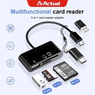 Actual 3 in 1 TF/SD Card Reader Camera Adapter Type-C Adapter Suitable for Mobile Phones and Tablets