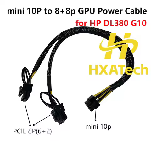 HXATech - Mainboard mini 10pin to 8pin+8pin PCI-E Graphic Card Power Supply Cable for HP DL380 Gen10