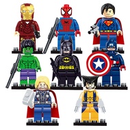 Super Heroes 8pcs/set Ironman Hulk Spiderman Thor Batman Building Block Toy