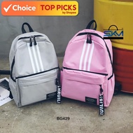 [Local] Unisex Style Canvas School Backpack Beg Kanvas Perempuan Lelaki Gaya Casual BG429
