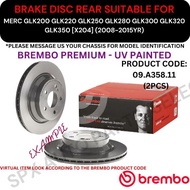 BREMBO GENUINE DISC BRAKE ROTOR (REAR) FOR MERC GLK200 GLK220 GLK250 GLK280 GLK300 GLK320 GLK350 [X2