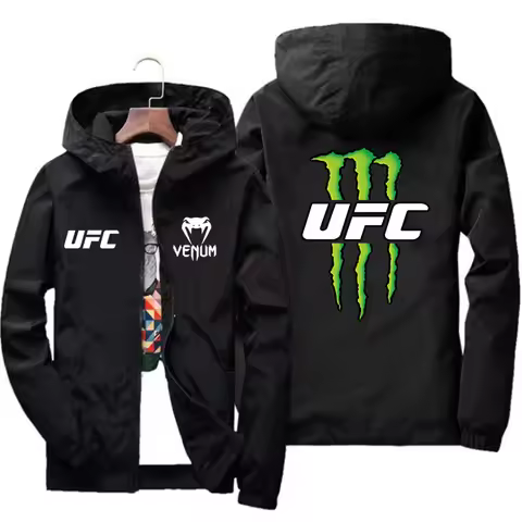 UFC Fighting Logo 2025 Breathable Fashion Fitness Zipper Jacket Casual High Quality Hooded Baseball