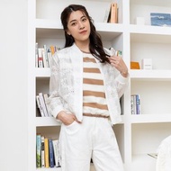 【MEDUSA】純白天絲棉刺繡微透外套(M-XL) | 女夾克 女外套 防曬