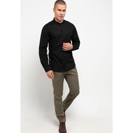 KEMEJA BRBL Born And Blessed Men's Long Sleeve Black Plain Shirt Gezer Regular Fit - B1DB20H001BK