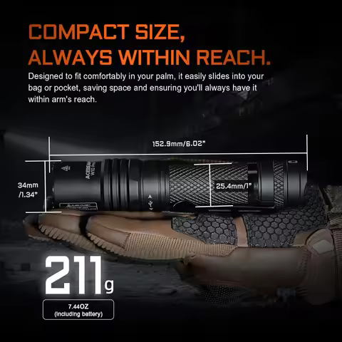 ACEBEAM W10 pro LEP Flashlight 1425M Long Range 750 Lumens Flashlight with 21700 USB-C port Recharge