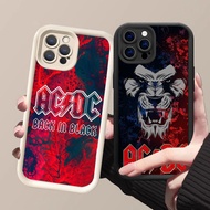 HK-1 ACDC Band Shockproof Casing for Black and White Silicone iphone 15 14 Pro Max