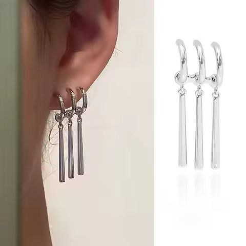 Anime Earrings Sauron Zoro Cosplay Earrings Piercing Jewelry Fashion Fake Triple Earring Dangle Long