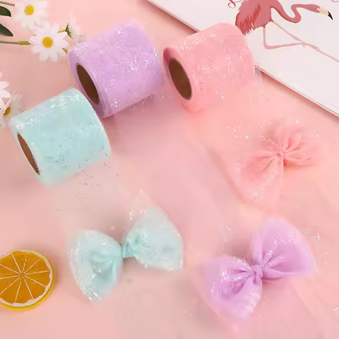 6cm/8cm 4.5m Tulle Ribbon Colorful Confetti Mesh Fabric DIY Party Decoration Handmade Bowknots Hair 