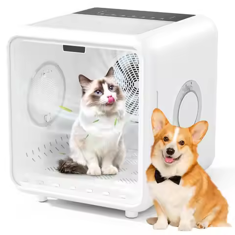 75L Quiet Pet Dryer Box for Cats Small Dogs, 360° Airflow Adjustable Temperature Time Smart App Cont