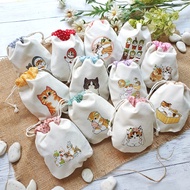 Pouch Serut Blacu Mini Dompet Kantong Kain Kecil Mofusand Kucing Kitten Cat Koin Makeup Gift Coin Ak