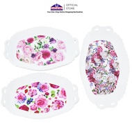 White Oval Plastic Tray with Floral Motif Aesthetic Tray Food and Beverage Tray Food Tray