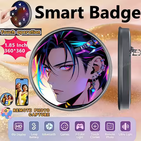 Electronic Badge HD Display Screen Bluetooth GIF Video Playback Touch Screen LED Audible Video Play