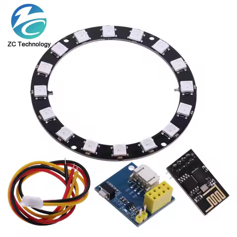 ESP8266 ESP-01 ESP-01S RGB LED Controller Module for Arduino IDE WS2812 WS2812B 16 Bits Light Ring S