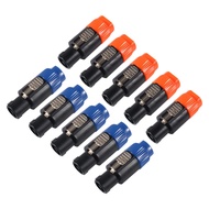 10pcs 4-Pole 4Pin NL4FC Connector Ohm Plug Speaker Audio Cable Plug Adapter Compatible with Neutrik 