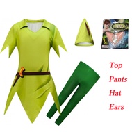 【หูฟรี】การจัดส่งจากประเทศไทย Peter Pan เครื่องแต่งกายเด็กเสื้อผ้า + กางเกง + หมวก + หู
