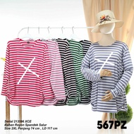 Kaos Lengan Panjang Motif Salur Lemone