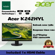 Acer K242HYL FHD 1Ms Freesync Led Monitor/1ms (VRB)/AMD FreeSync Compatible/FHD