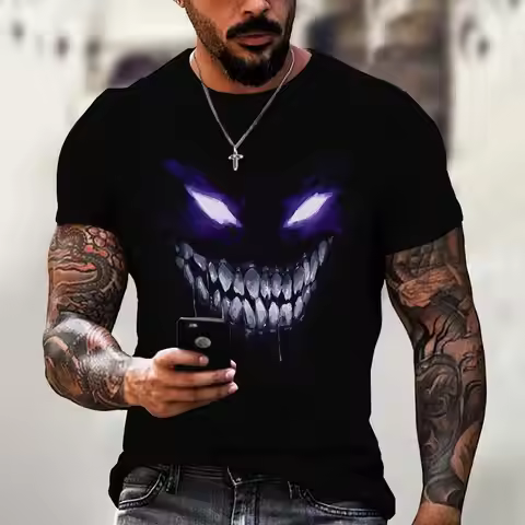 Devil Graphics T-Shirt Casual Men's Short Sleeved Tees Summer Mens Clothing Loose T-Shirt For Male O