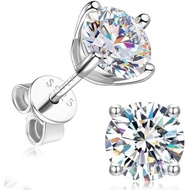 Ings for Women Men, 18K White Gold Plated Solid GRA 925 Sterling Silver Earring Hypoallergenic Daint