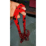 Tasbih marjan merah 10mm ikatam tijani kiraan 100