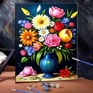 Vibrant Flower Bouquet Painting By Number Kits On Canvas Artistic Handpaint DIY Digital Oil Painting