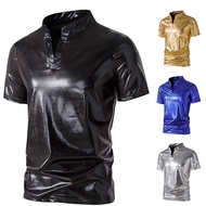 Men's Glossy T-Shirt Henry Neck T-Shirt