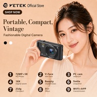 VETEK S95 Digital Camera 72MP Cameras for Photography 5K  Pocket Camera