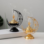 Middle East Handheld Crescent Metal Incense Burner Black Gold Living Room Desktop Aromatherapy Burne