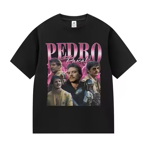 Pedro Pascal Women's Movie Pattern T-shirt Retro High Quality Fashion Clothing Suitable for Both Men