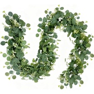Artificial Eucalyptus Garland 5.9 Ft Faux Silk Leaf Silver Dollar Eucalyptus Leaves Vines Garland Gr
