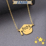 ZAIJIE24 Graduation Cap, Graduation Cap Graduation Pendant Necklace, Fashion Stainless Steel 2024 Card Jewelry Accessories Students