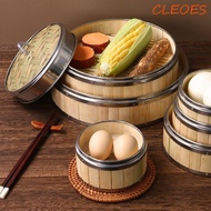 CLEOES Bamboo Steamer For Cooking Woven Bamboo Bao Buns Gift Idea With Stainless Steel Handle Steam 