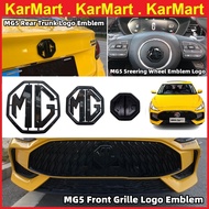 MG5 MG 5 Front Grille Rear Trunk Steering Wheel Emblem Logo Cover Glossy Black Car Exterior Accessor