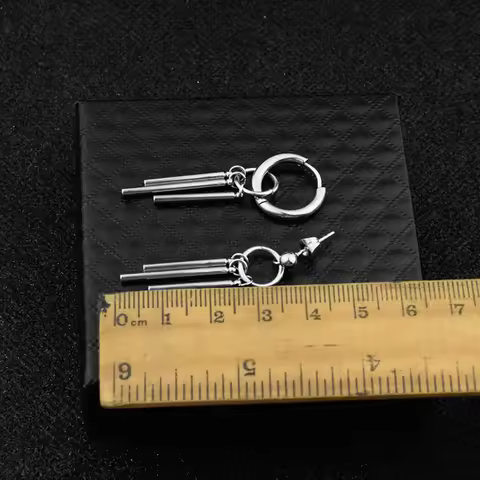 Punk Fashion Women Round Korea Stainless Steel Hoop Earring Clip Earring Men Earring Tassel Earring