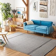 Safavieh Kilim Collection KLM703Z Handmade Flatweave Stripe Cotton Area Rug, 8' x 10', Black / Ivory