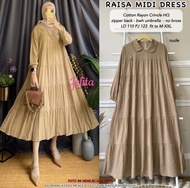 RAISA MIDI DRESS CRINCLE  / PAKAIAN WANITA / DRESS WANITA / FASHION MUSLIM / BAHAN RAYON CRINGKEL