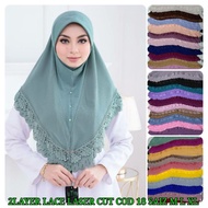 (Saiz XL) Tudung Sarung UTM Batu Manik Lace Keliling