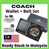 COACH belt and wallet combination men's belt multi-card wallet box set Free cardholder in wallet