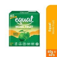 EQUAL Monk Fruit 60g X 40's for Sugar Replacement, Pemanis Natural, Organic Sweetener HTM Pharmacy