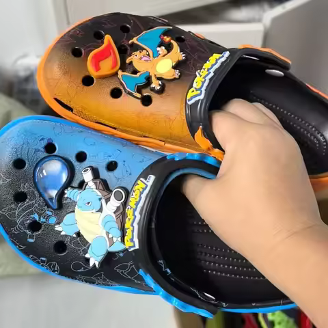 Pokemon Adult Summer Slippers Outdoor Sandals Charizard Blastoise Figurine Anime Character Cave Shoe