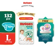 HUGGIES AirSoft Tape Diapers L44 (3 packs) Breathable and soft diapers for baby
