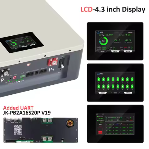 【HOT】PL Stock Wall-mounted 51.2V 100AH LiFePO4 Battery for Home Energy Storage System 4.3 Inch LCD D