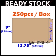 250pcs/Box Brown Envelope A4 Size Envelope  9″ X 12.75″ 229mm x 324mm  Manila Sampul Surat Coklat A4