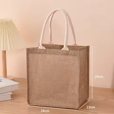 Linen bag Hand-painted cotton sacks Jute portable imitation sacks Linen bags Shopping bags Laminated