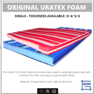 ORIGINAL Uratex Foam 5 inches thick  with cover CLICK VARIANT 5x30x75  /  5x36x75  /  5x48x75  / 5x54x75  /  5x60x75 URATEX FOAM  click variant, sizing guide in picture