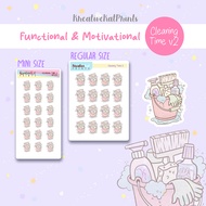 Planner Sticker - CLEANING TIME v2 Kawaii Functional Stickers for Planning