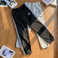 Adidas 阿迪達斯三葉草經典三槓排扣加絨束腳衛褲運動褲