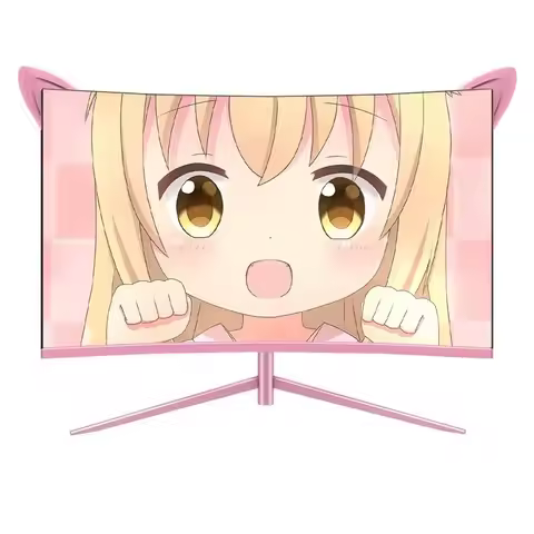 Computer Monitor, 4k 5K , 32inch Pink Computer, 21.5 75hz Game Desktop Gaming PC Monitor, Curved Scr